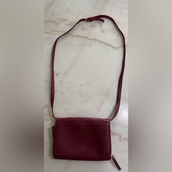 Kate Spade Chester Street Avie Burgundy Leather Crossbody Bag with Tassel Pebble - Picture 8 of 11